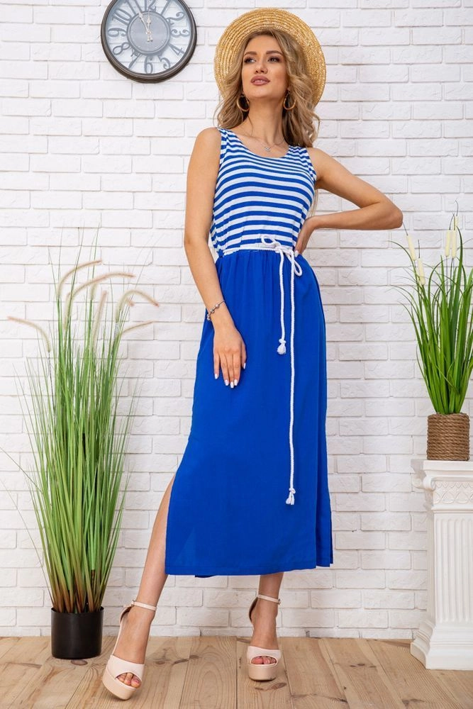 Купити Літня сукня в морському стилі в смужку колір Синьо-білий 102R196 - Фото №1