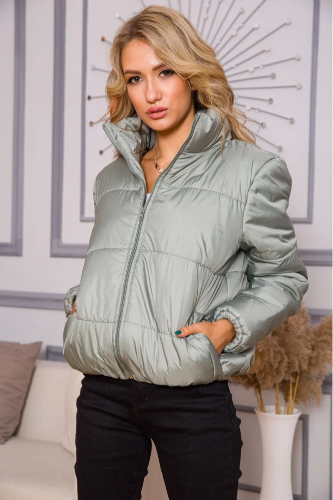 Купити Куртка жіноча стьобана 190R011, колір оливковий, 190R011-1 - Фото №1