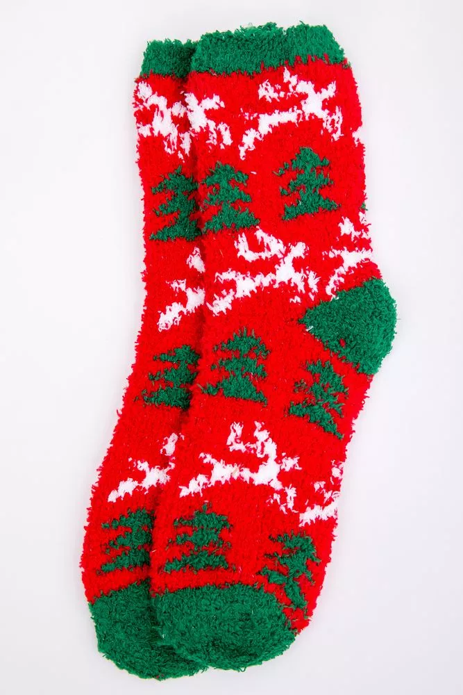 Купити Новорічні жіночі шкарпетки, червоного кольору, 151R2327 оптом - Фото №1