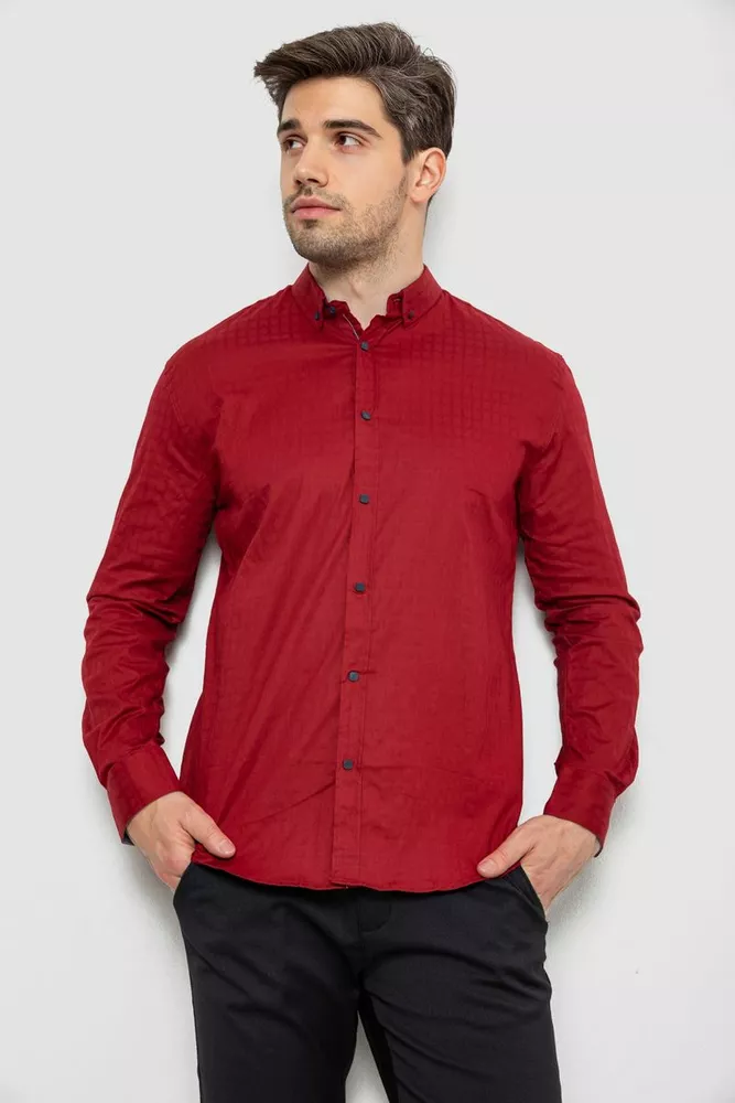 Купить Рубашка мужская однотонная, цвет бордовый, 214R7076 - Фото №2