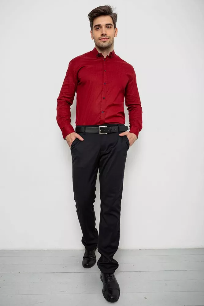 Купить Рубашка мужская однотонная, цвет бордовый, 214R7076 - Фото №3