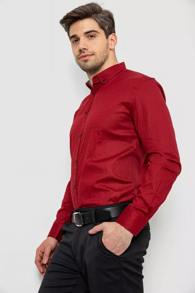 Купить Рубашка мужская однотонная, цвет бордовый, 214R7076 - Фото №4