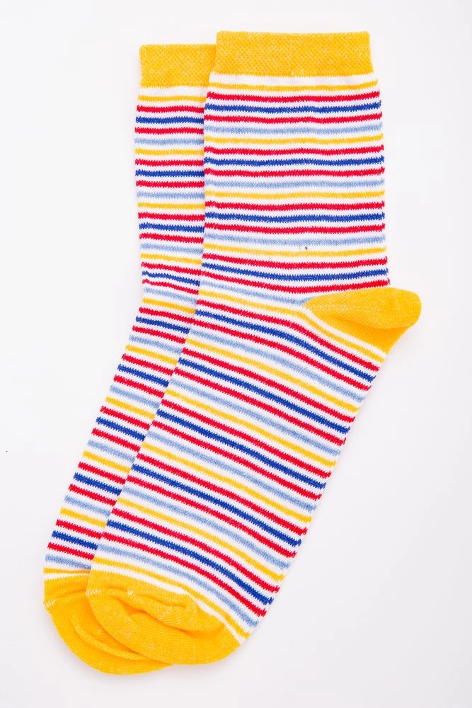 Купить Яркие женские носки, желтого цвета в полоску, 131R137097 - Фото №1