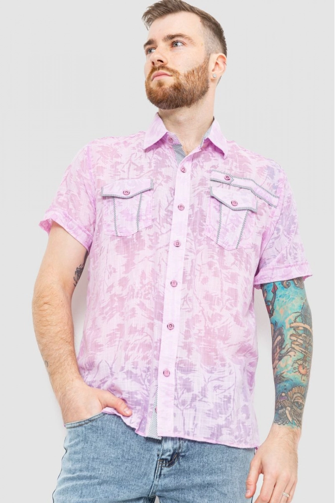 Купить Рубашка мужская с принтом  -уценка, цвет светло-сиреневый, 186R3203-U-4 - Фото №1