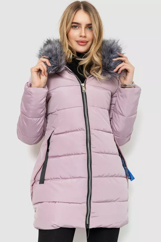 Купить Куртка женская с мехом, цвет пудровый, 235R8804 - Фото №1
