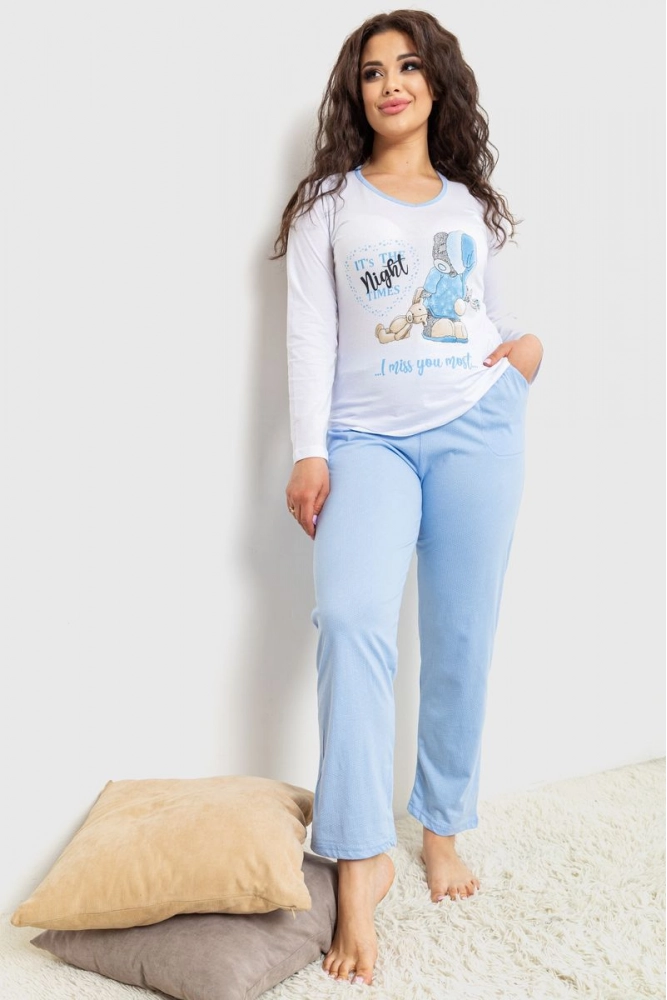 Купить Пижама женская, цвет бело-голубой, 231R001 - Фото №1
