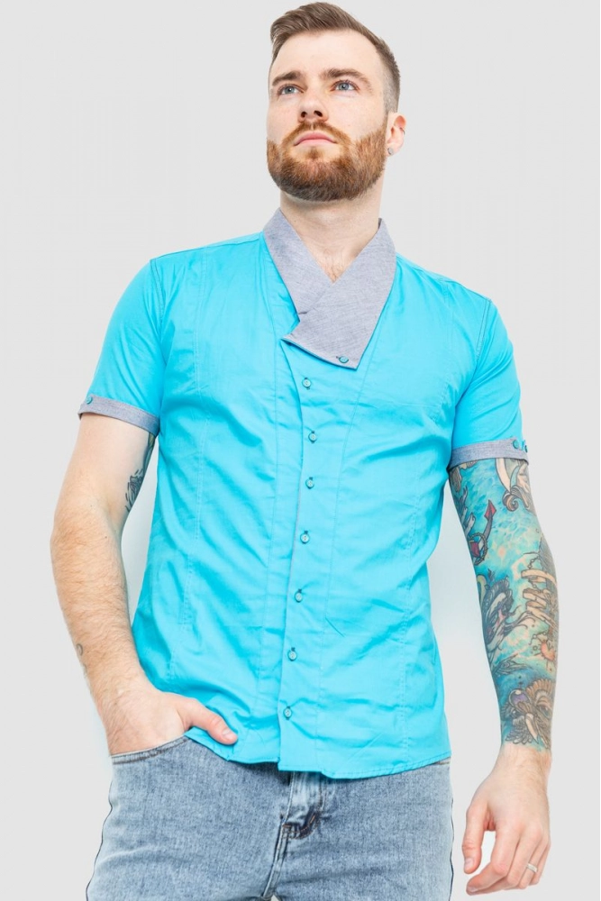 Купить Рубашка мужская  -уценка, цвет бирюзовый, 186R7118-U - Фото №1