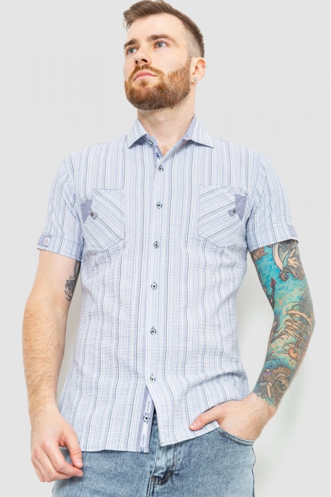 Купить Рубашка мужская в полоску  -уценка, цвет голубой, 186R616-U - Фото №1