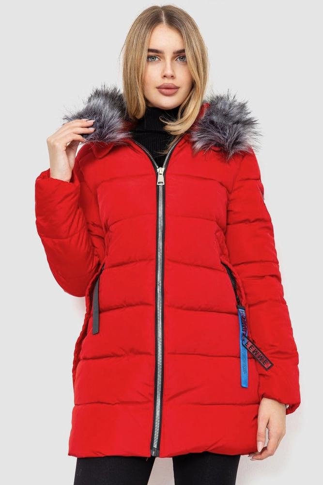 Купити Куртка жіноча з хутром, колір червоний, 235R8804 - Фото №1