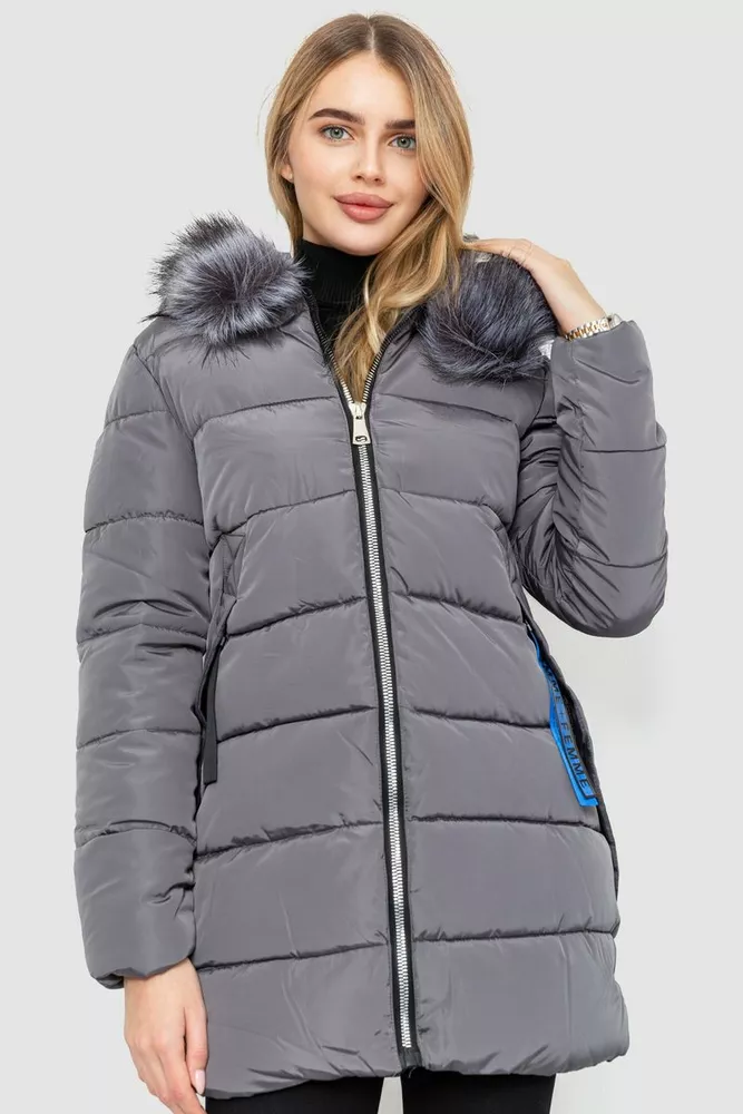 Купить Куртка женская с мехом, цвет серый, 235R8804 оптом - Фото №1