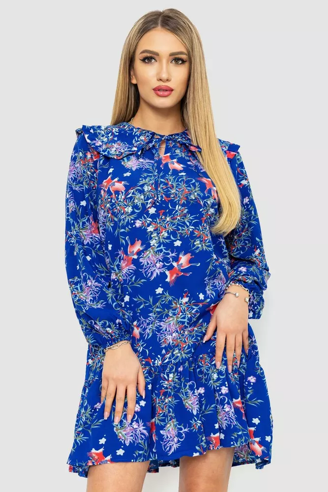 Купити Сукня з принтом, колір синій, 214R798 - Фото №1