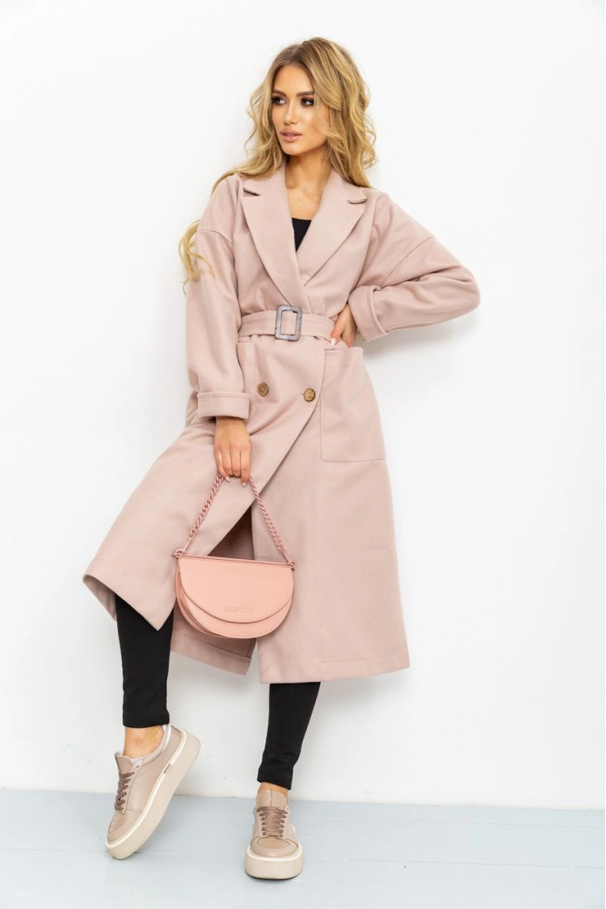 Купити Пальто жіноче однотонне, колір бежевий, 115R419 оптом - Фото №1