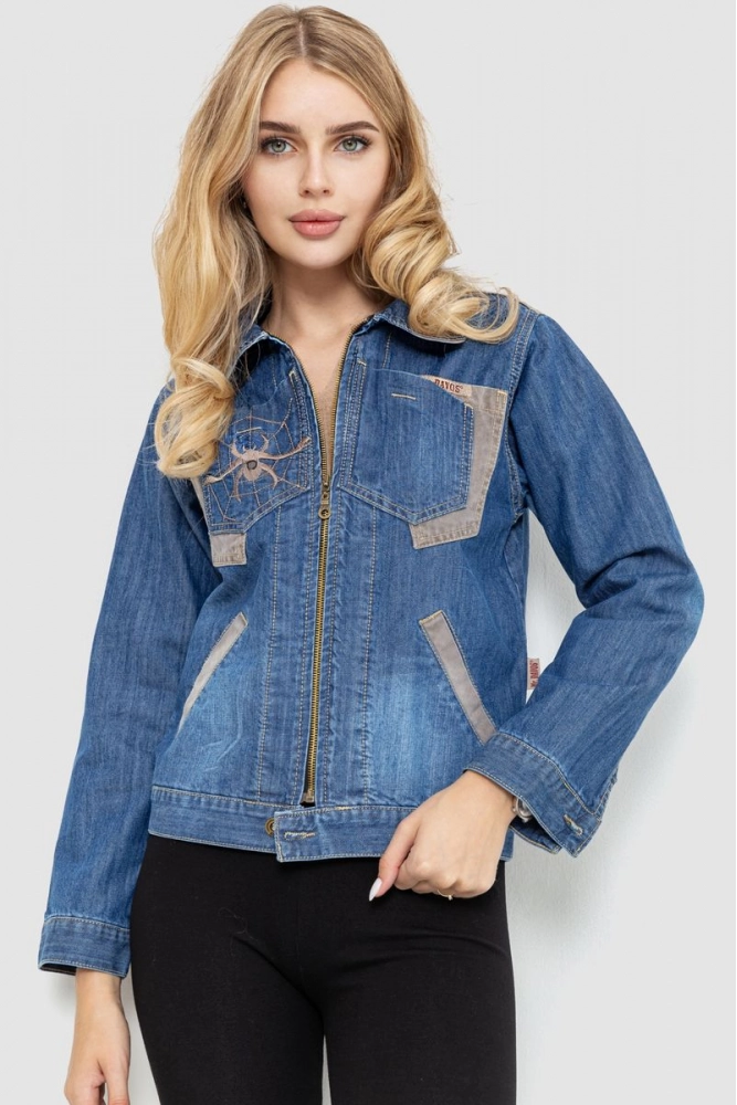 Купити Джинсова куртка жіноча, колір синій, 201R615-1 оптом - Фото №1