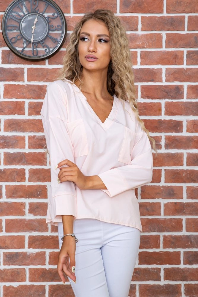Купити Персикова класична блузка 177R010 оптом - Фото №1