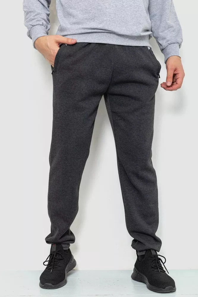 Купить Спорт штаны мужские на флисе, цвет темно-серый, 244R4188 - Фото №1