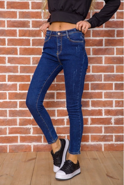 Женские утепленные джинсы темно-синего цвета 182R1789-12