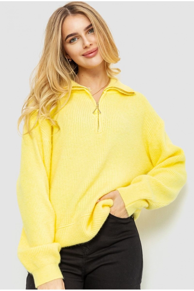 Купити Светр жіночий oversize, колір жовтий, 204R169 - Фото №1