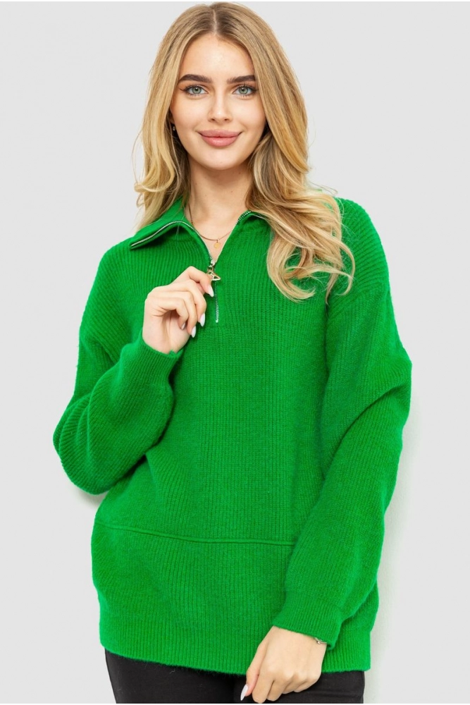 Купити Светр жіночий oversize, колір зелений, 204R169 - Фото №1