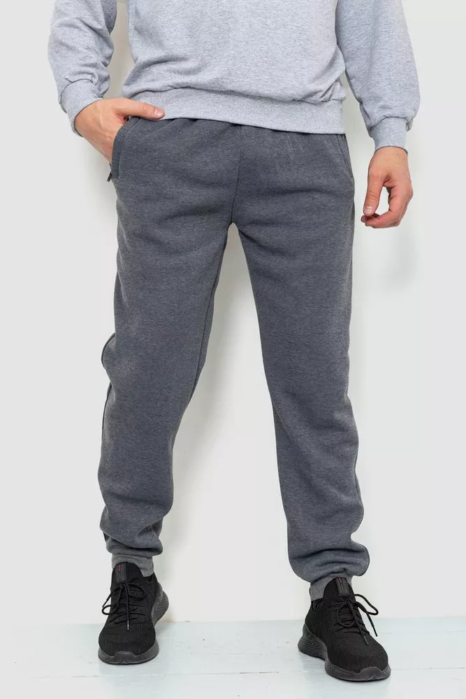 Купить Спорт штаны мужские на флисе, цвет серый, 244R4188 - Фото №1