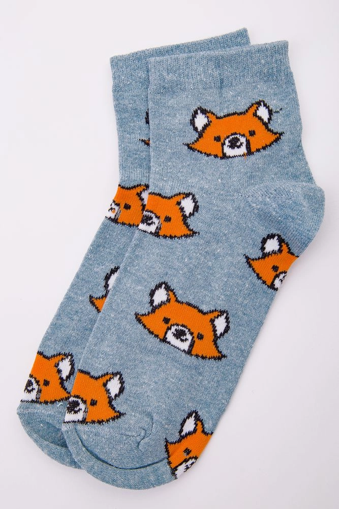 Купити Жіночі шкарпетки, сіро-синього кольору з принтом, 167R321 - Фото №1