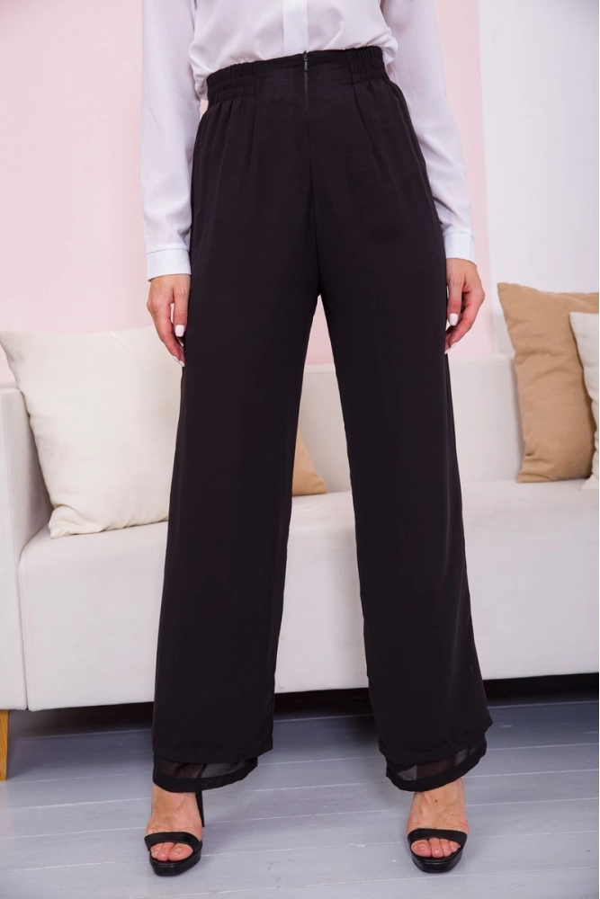 Купити Жіночі штани широкого крою колір Чорний 167R18-5 оптом - Фото №1