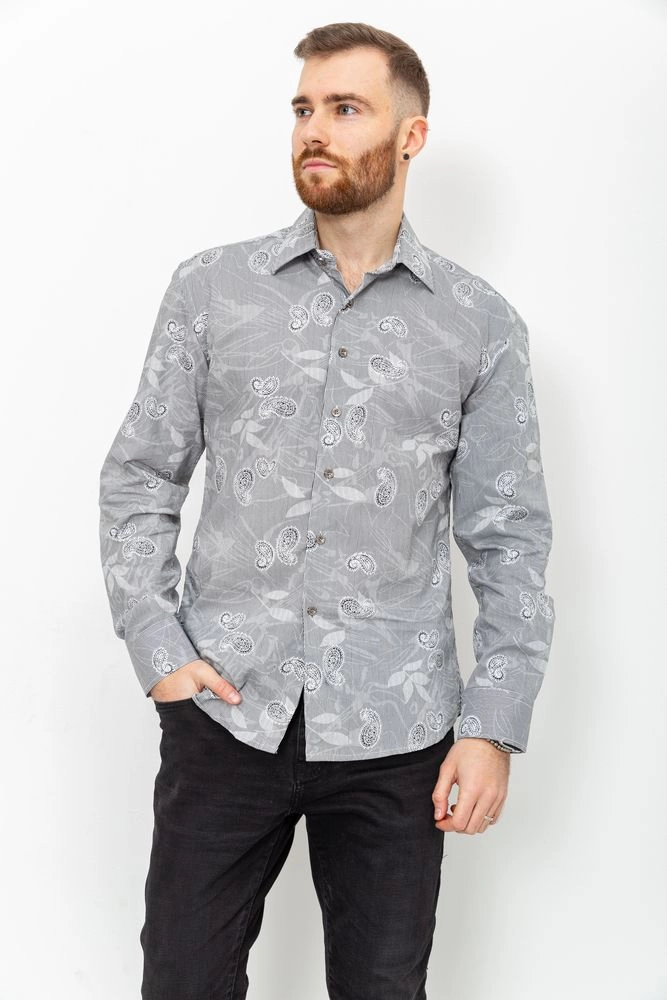 Купить Рубашка мужская с принтом  -уценка, цвет черно-белый, 131R148955-U - Фото №1