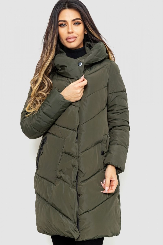 Купити Куртка жіноча прямого крою  -уцінка, колір хакі, 235R1816-U - Фото №1