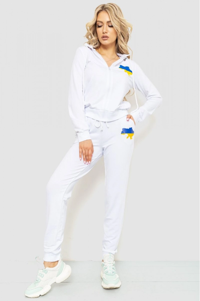 Купить Спорт костюм женский патриотический  - уценка, цвет белый, 175R005-U-4 - Фото №1