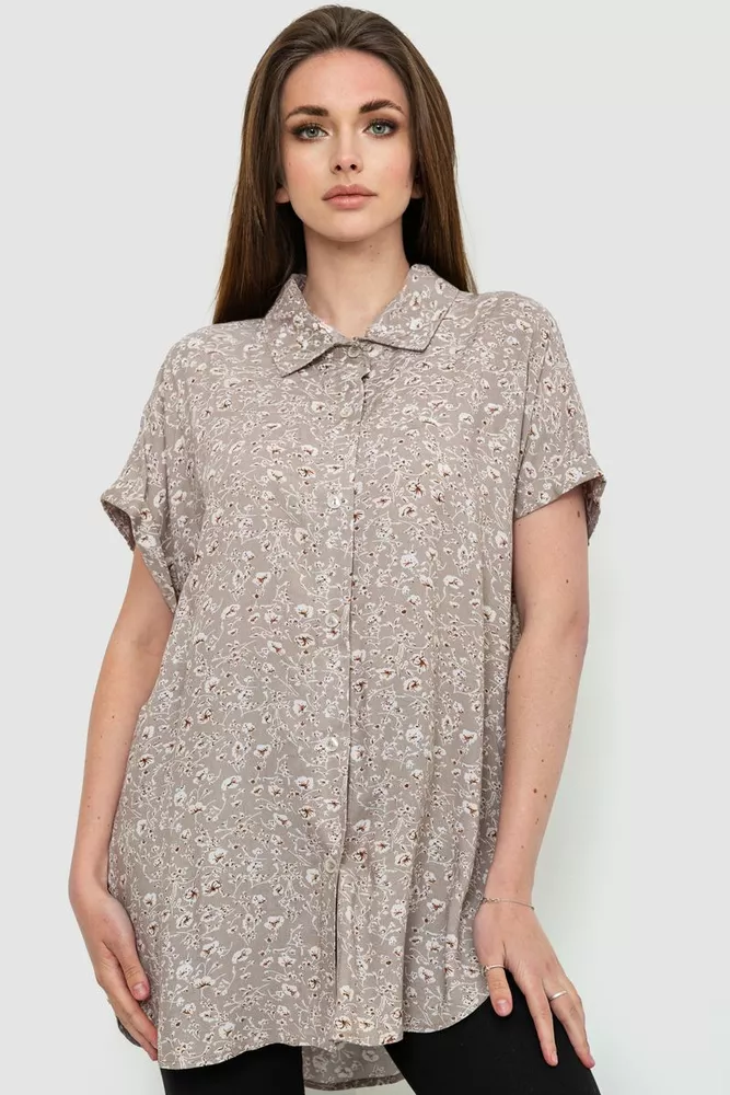 Купить Рубашка женская штапель, цвет мокко, 102R5230-1 оптом - Фото №1
