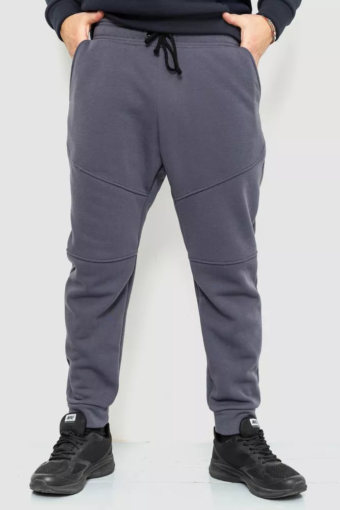 Купить Спорт штаны мужские на флисе, цвет темно-серый, 241R002 - Фото №1