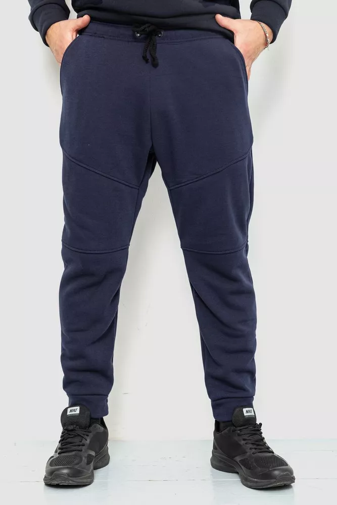 Купити Спорт чоловічі штани на флісі, колір темно-синій, 241R002 - Фото №1