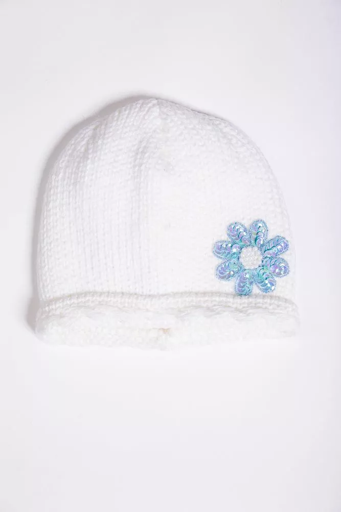 Купить Детская шапка молочно-голубого цвета, с декором, 167R7802-1 - Фото №1