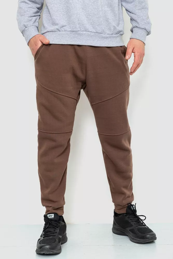 Купити Спорт чоловічі штани на флісі, колір коричневий, 241R002 - Фото №1