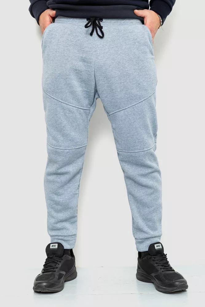 Купить Спорт штаны мужские на флисе, цвет светло-серый, 241R002 - Фото №1