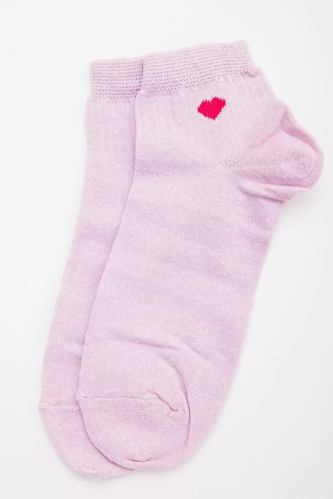 Купить Короткие женские носки, светло-розового цвета с принтом, 131R137103-1 оптом - Фото №1