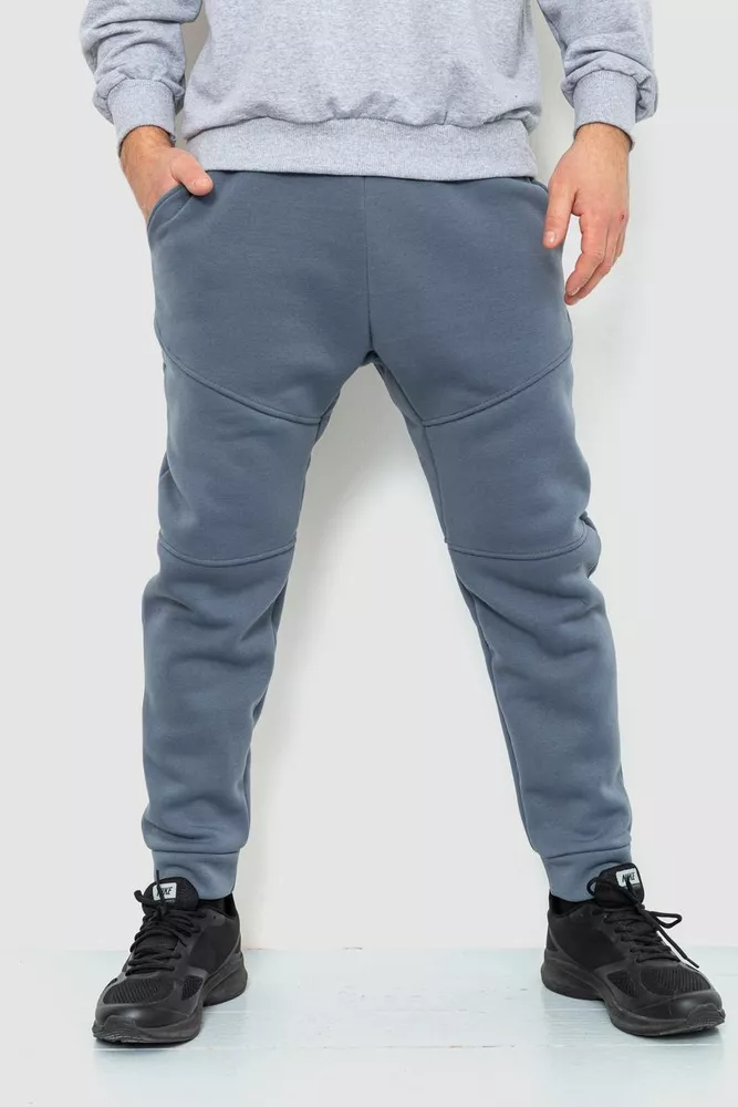 Купить Спорт штаны мужские на флисе, цвет серый, 241R002 - Фото №1