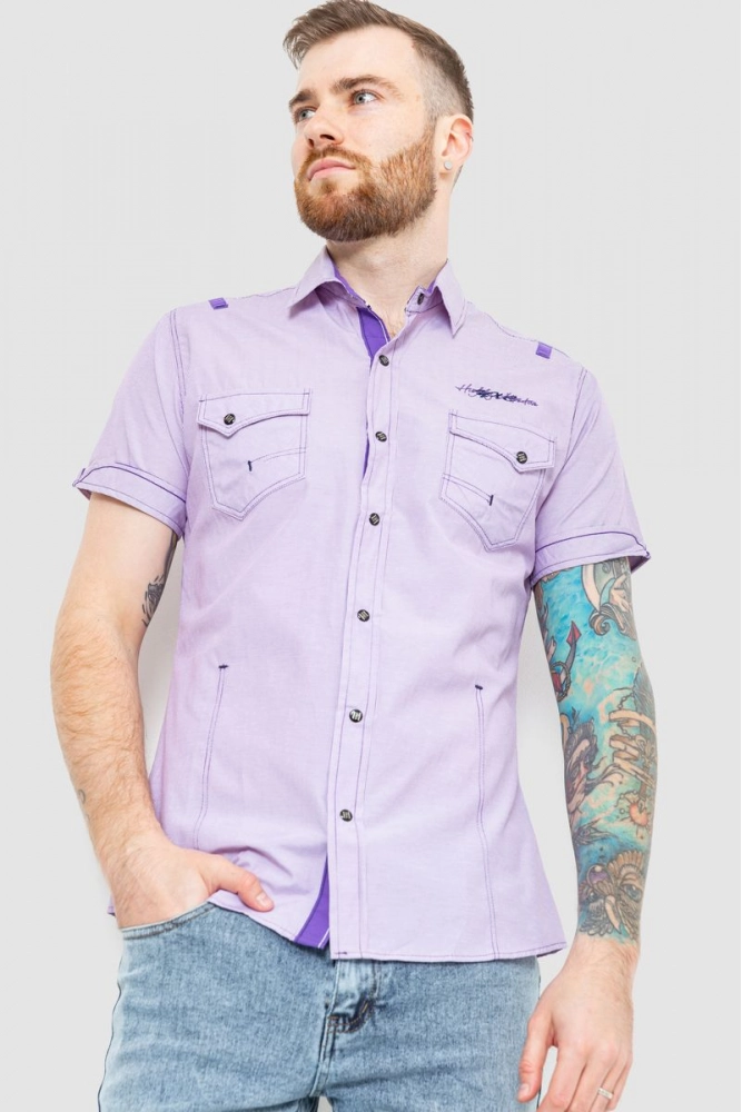 Купить Рубашка мужская в полоску  -уценка, цвет светло-сиреневый, 186R116-U - Фото №1
