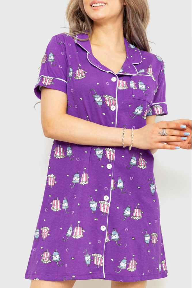 Купити Халат жіночий домашній  -уцінка, колір фіолетовий, 182R4656-U-1 - Фото №1