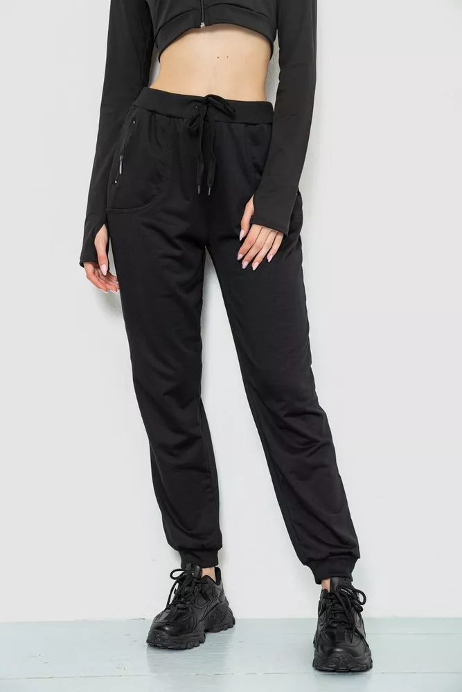 Купити Спорт штани жіночі, колір чорний, 244R5477 оптом - Фото №1