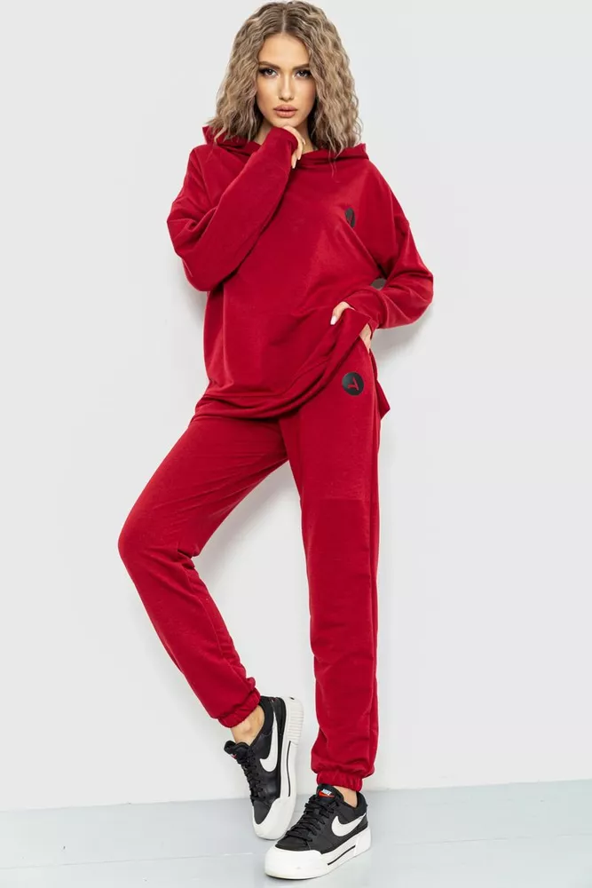 Купить Спорт костюм женский демисезонный с капюшоном, цвет бордовый, 177R031 - Фото №1