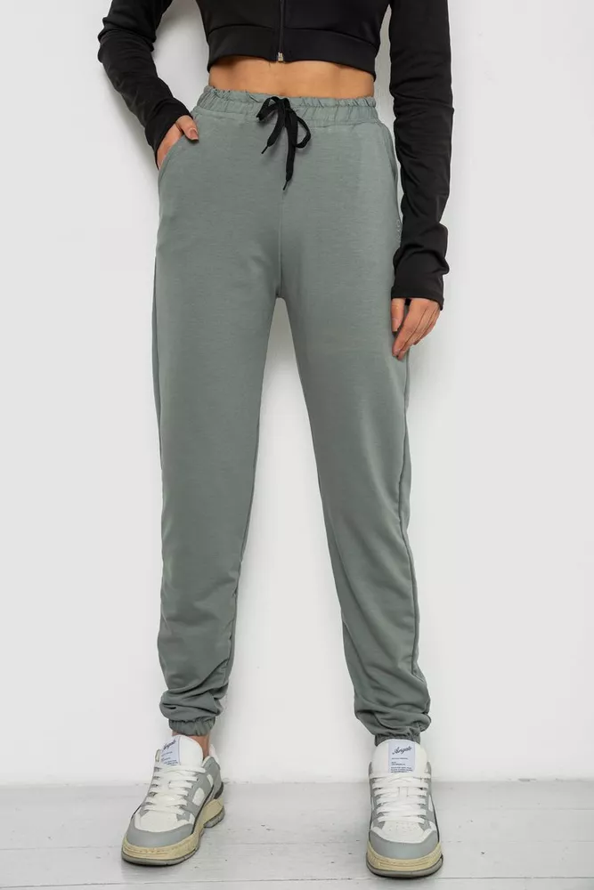 Купить Спортивные штаны женские, цвет оливковый, 238R325 - Фото №1