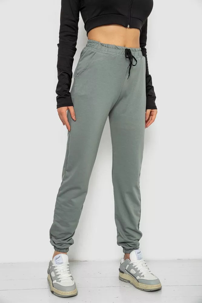 Купить Спортивные штаны женские, цвет оливковый, 238R325 - Фото №3