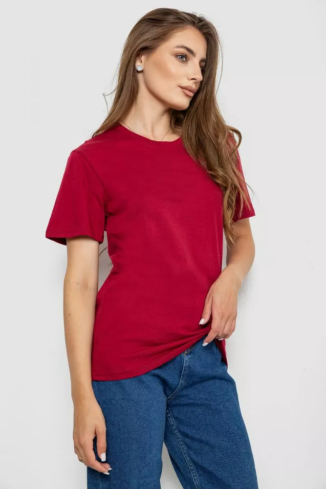 Купити Футболка жіноча однотонна, колір бордовий, 238R112 - Фото №3