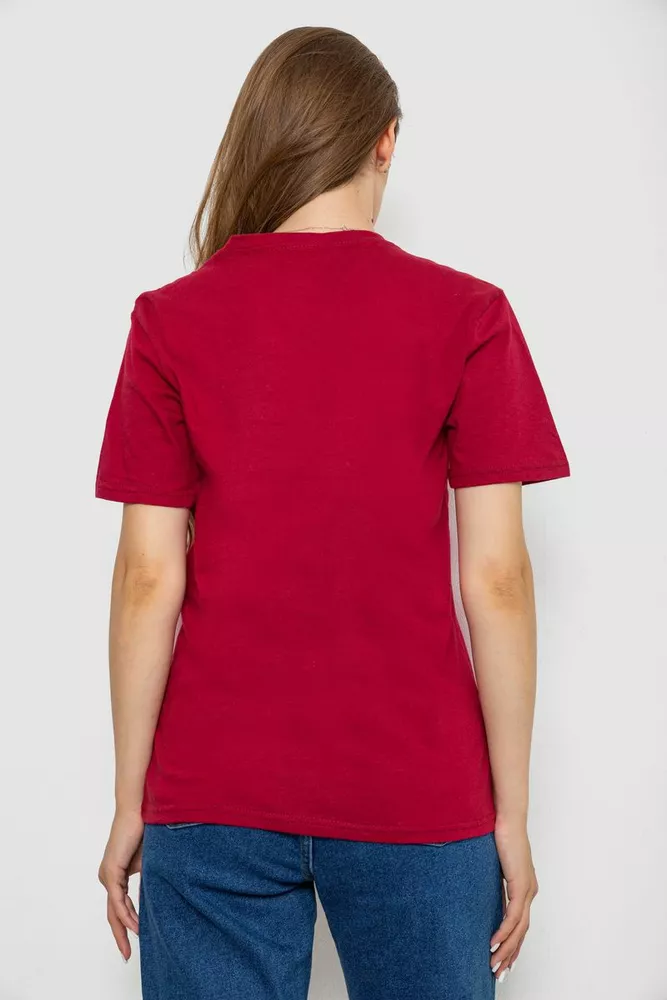 Купити Футболка жіноча однотонна, колір бордовий, 238R112 - Фото №4