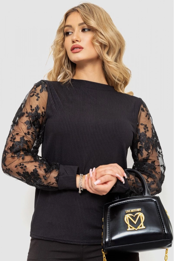 Купити Блуза жіноча ошатна 204R11, колір чорний, 204R011 - Фото №1