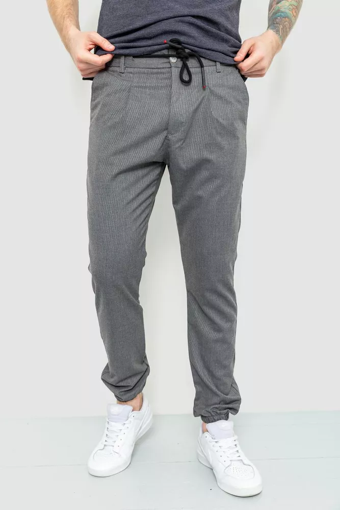 Купити Чоловічі штани в смужку, колір сірий, 157R2003-1 - Фото №1