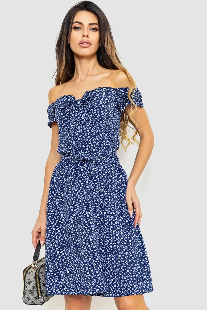 Купити Сукня софт з квітковим принтом, колір синьо-білий, 230R1006 - Фото №1