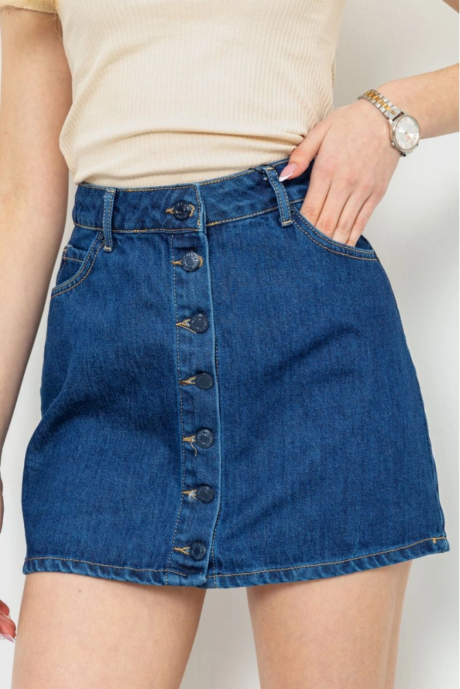 Купить Джинсовая юбка на пуговицах, цвет темно-синий, 214R2430-1 оптом - Фото №1