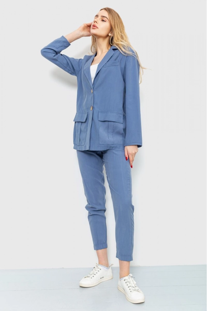 Купити Костюм жіночий однотонний, колір джинс, 115R431-3 - Фото №1