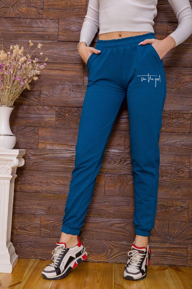 Купить Спорт штаны женские  - уценка, цвет петроль, 182R121-U-4 - Фото №1